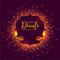 Free vector happy diwali celebration with firework and diya