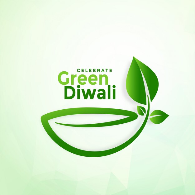 Happy diwali creative green eco diya  background