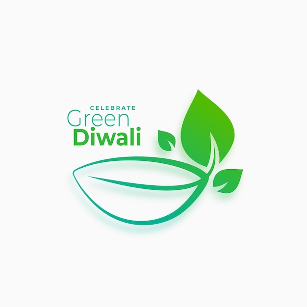 Free vector happy diwali creative green eco diya design background