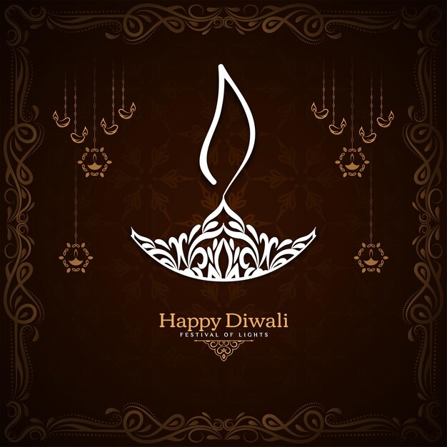 Happy diwali cultural festival classic decorative background vector