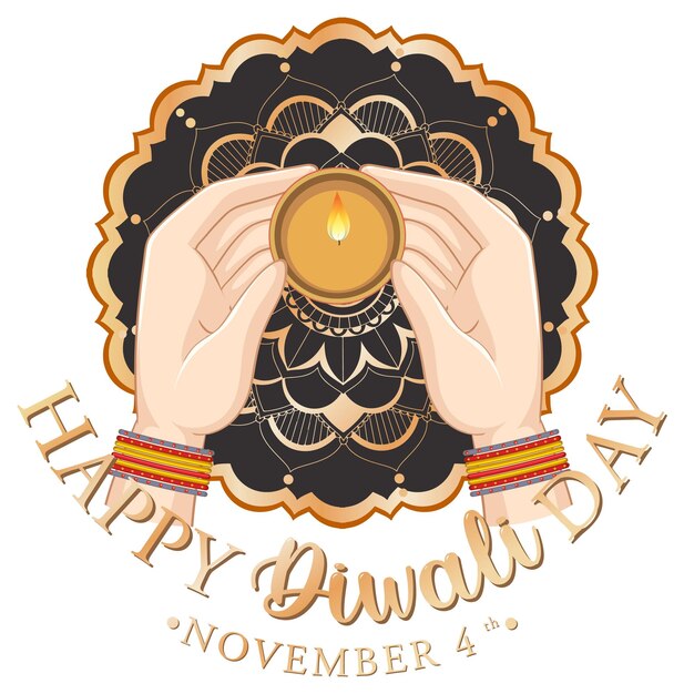 Vettore gratuito felice giorno di diwali logo design