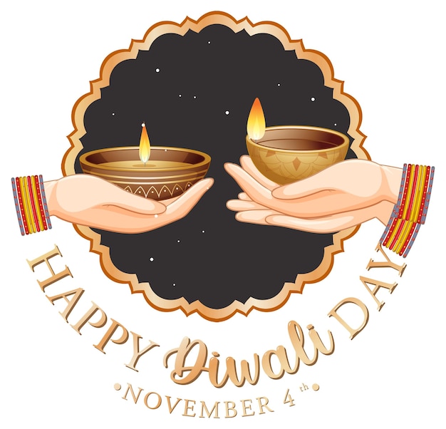 Vettore gratuito felice giorno di diwali logo design