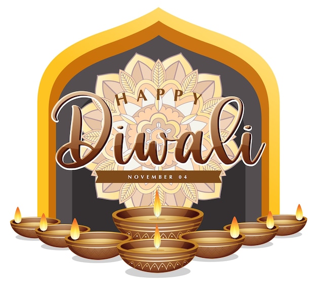 Free vector happy diwali day poster design