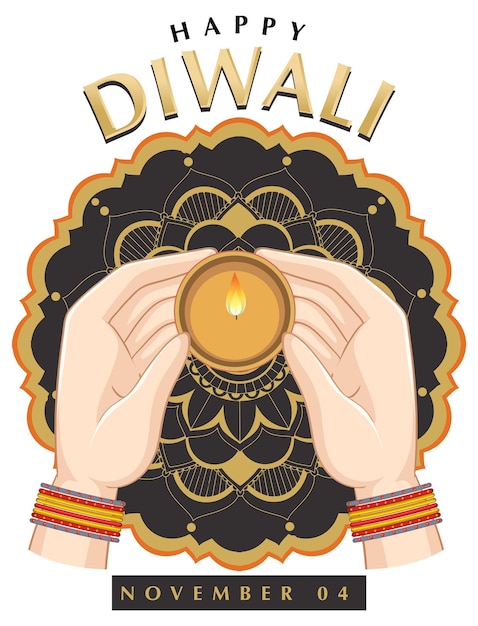 Free vector happy diwali day poster design