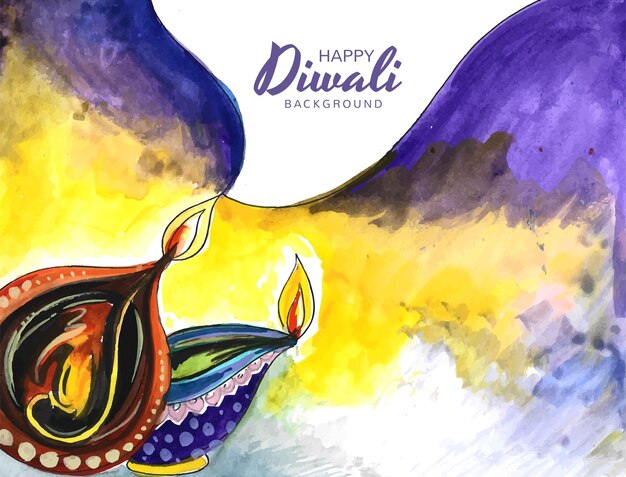 Happy diwali decorative artistic diwali diya festival card design