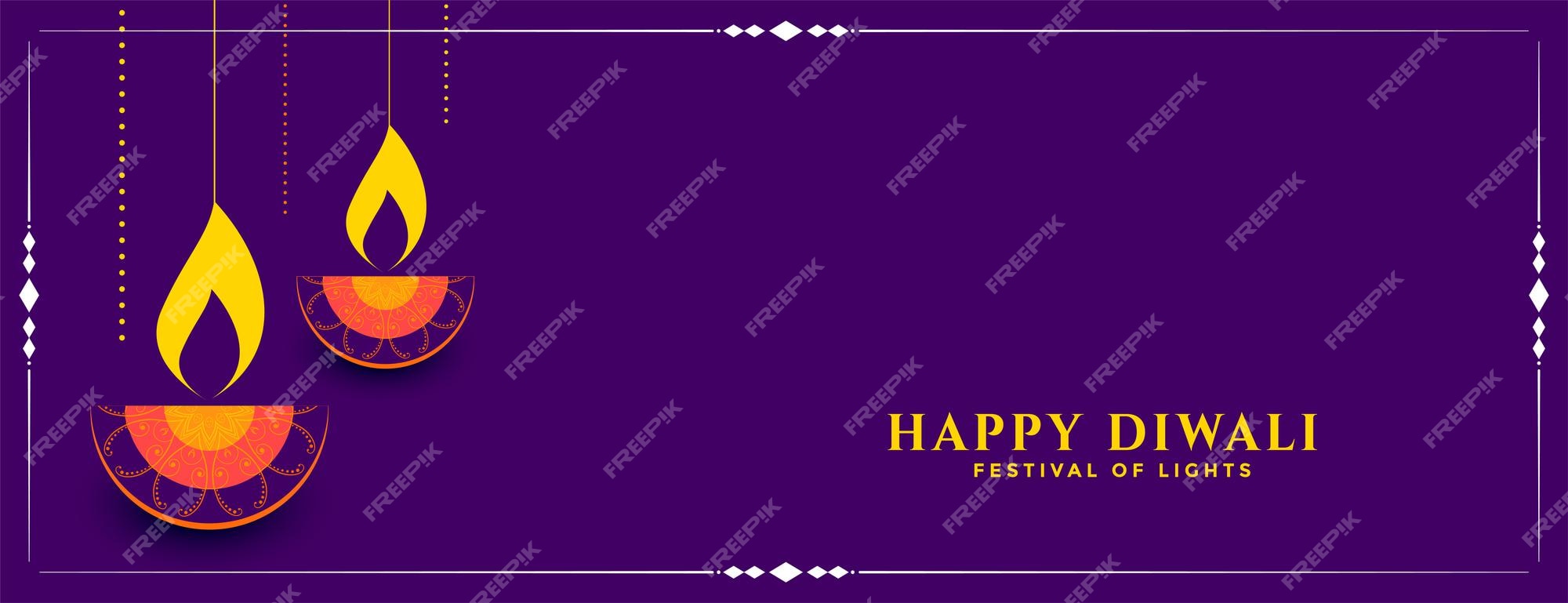 Free Vector | Happy diwali decorative festival diya banner