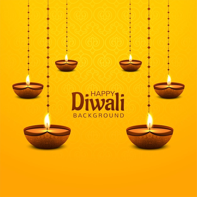 Fondo d'attaccatura decorativo di diya felice di diwali