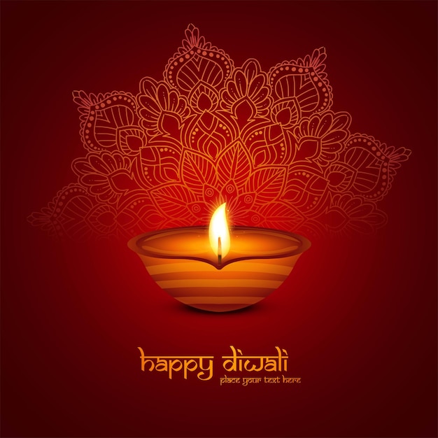 Free vector happy diwali decorative oil lamp festival celebration card background