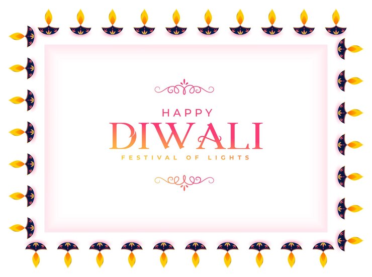 मुफ़्त वेक्टर happy diwali diya border frame greeting background design