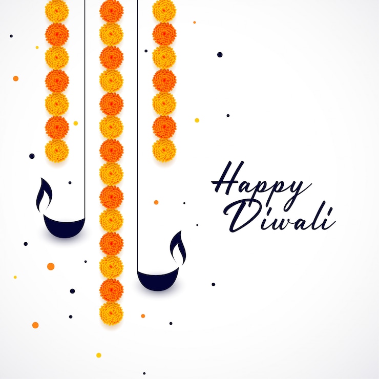 मुफ़्त वेक्टर happy diwali diya and flower decoration background