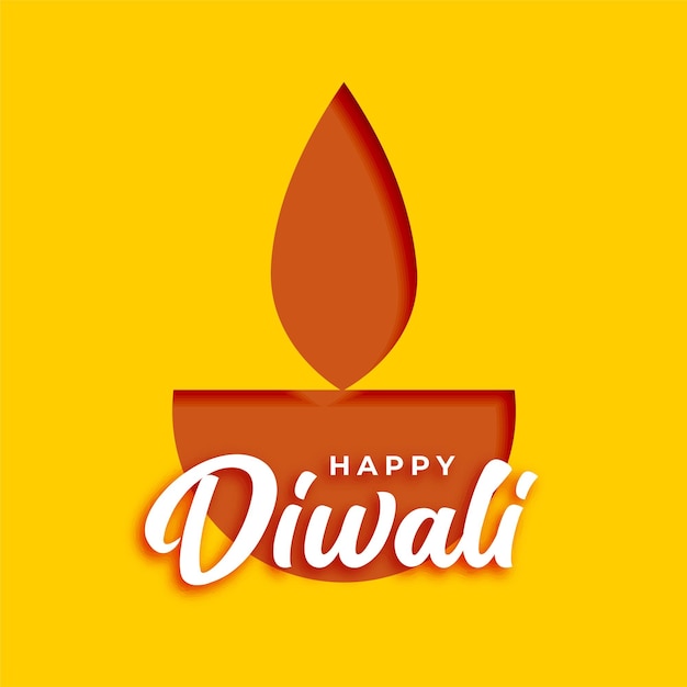 Vettore gratuito felice diwali diya o design della lampada su sfondo giallo