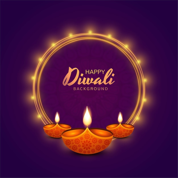 Happy diwali diya lamps holiday card celebration background