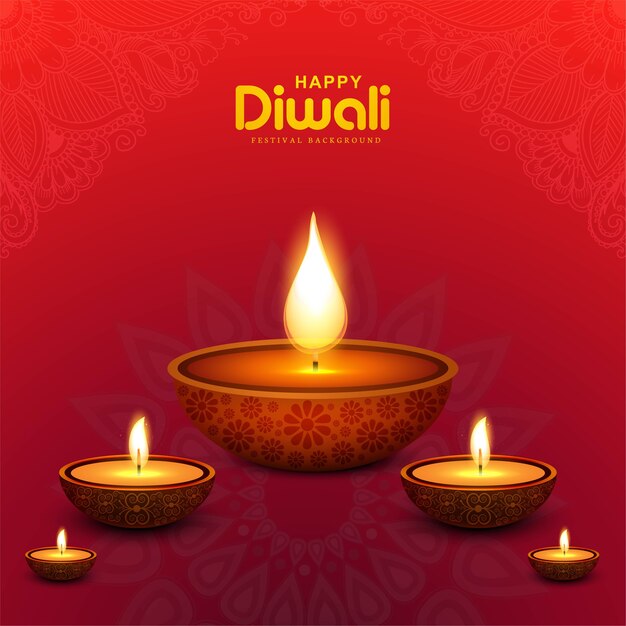 Happy diwali diya lamps holiday card celebration poster background