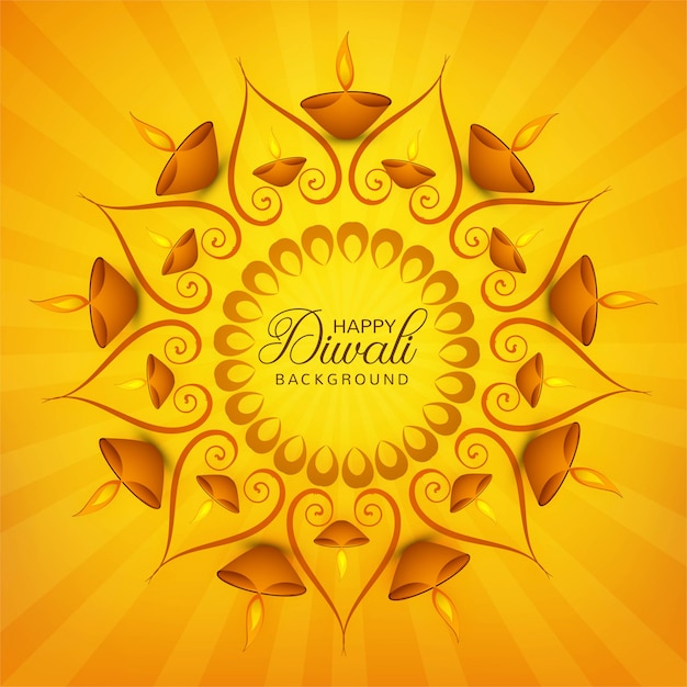 Happy diwali diya oil lamp festival background illustration