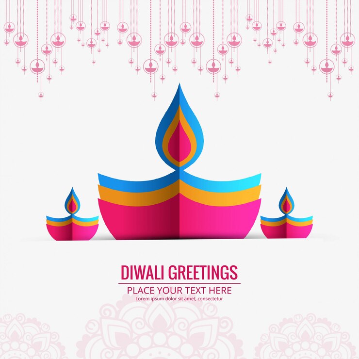 Бесплатный Вектор счастливый diwali diya масло лампа фестиваль дизайн визитной карточки