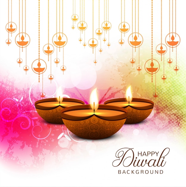 Happy diwali diya oil lamp festival card background 