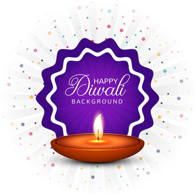 Fondo felice della carta di festival della lampada a olio di diya di diwali