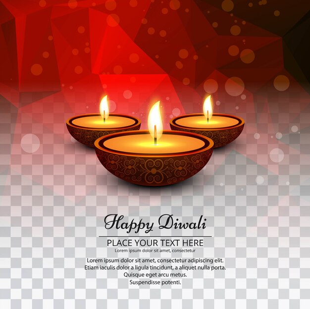 Happy diwali diya oil lamp festival card 