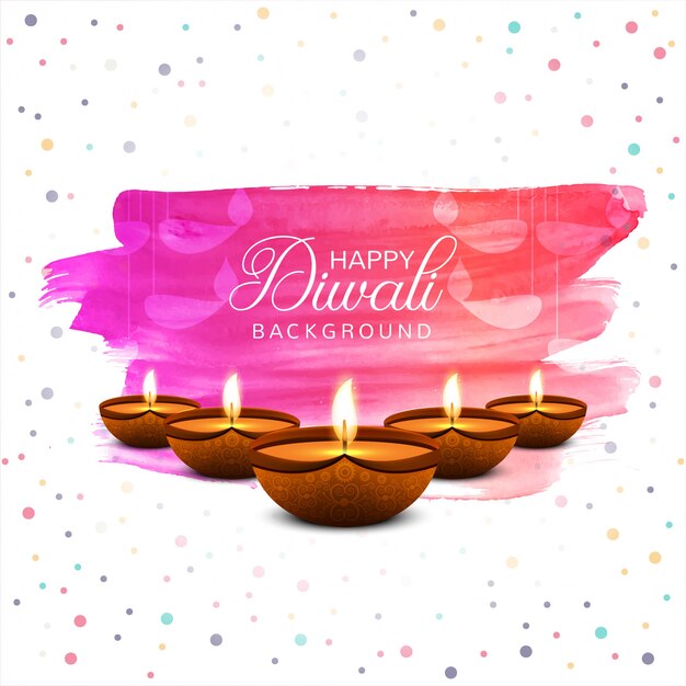 Happy diwali diya oil lamp festival colorful card background