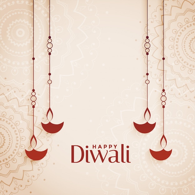 Happy diwali elegant diya background with text space