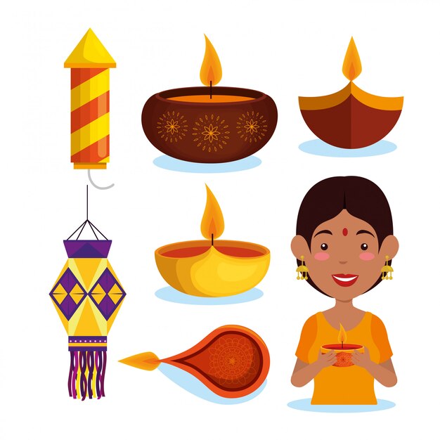 Happy diwali element collection