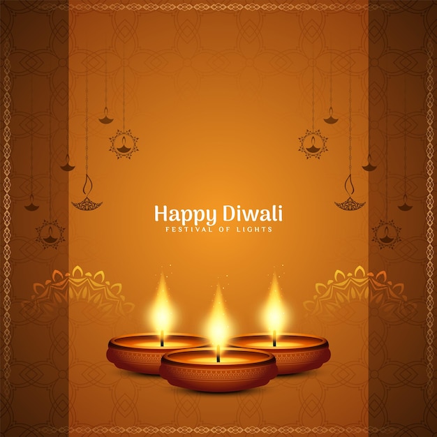 Happy Diwali festival beautiful elegant brown background design