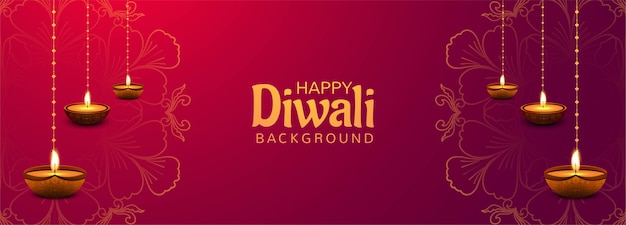 Happy diwali festival card banner background