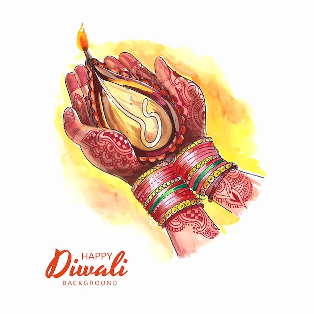 Free vector happy diwali festival celebration card background