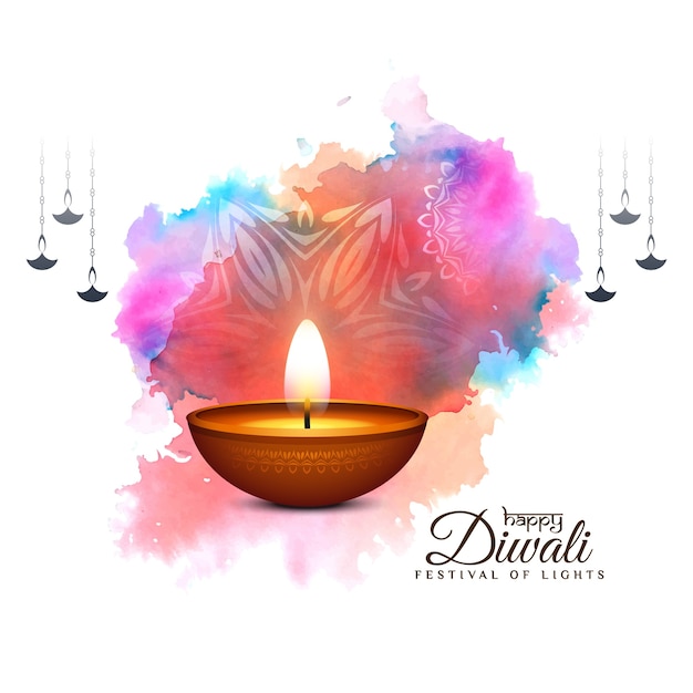 Free vector happy diwali festival colorufl celebration background with diya