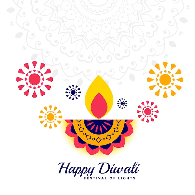 Happy diwali festival flat style decorative background