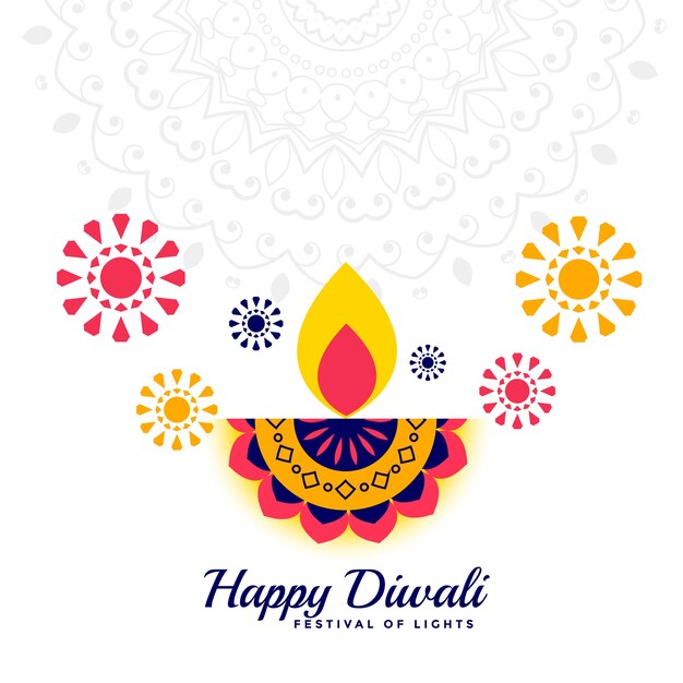 Happy diwali festival flat style decorative background