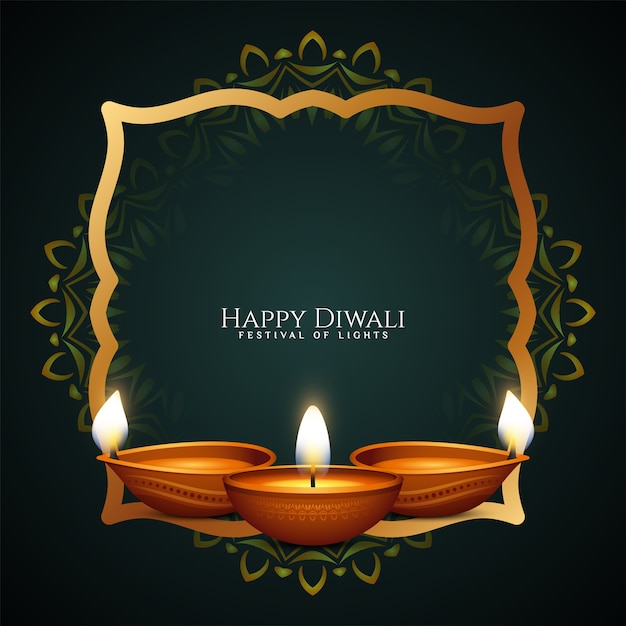 Happy diwali festival greeting background with frame