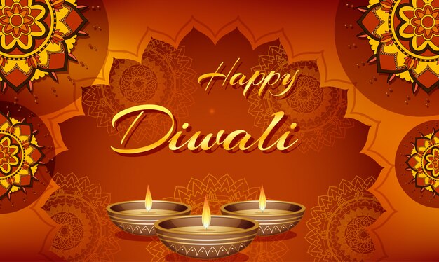 Happy diwali festival greeting card