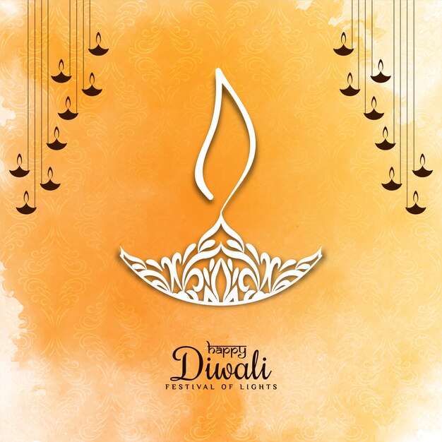 Happy Diwali festival greeting soft yellow background