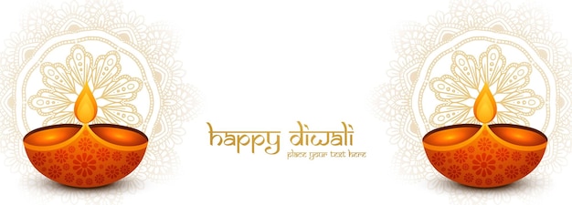 Vettore gratuito felice diwali festival di luci banner sfondo