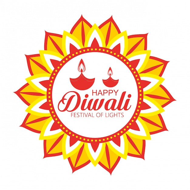 Felice festival di diwali di luci con candele