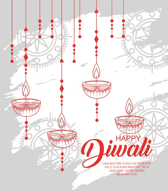 Felice festival di diwali di luci con candele