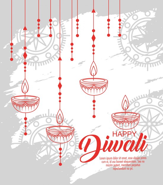 Happy diwali festival of lights with candles