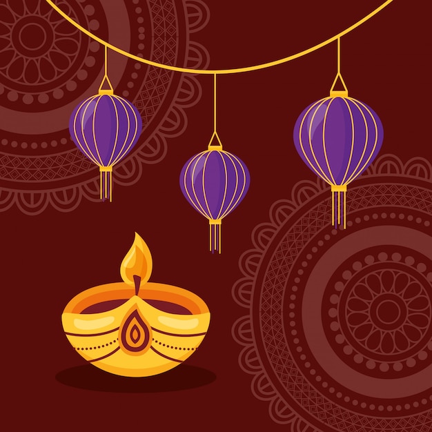 Vettore gratuito design piatto di felice diwali festival poster