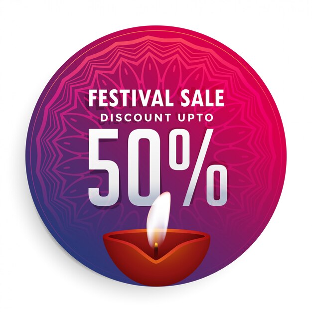 Happy diwali festival sale label design