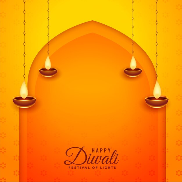Happy diwali festival wishes card with text space