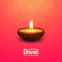 Free vector happy diwali festival with oil lamp celebration card background