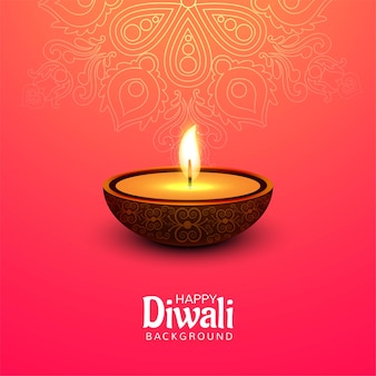 Happy diwali festival with oil lamp celebration card background