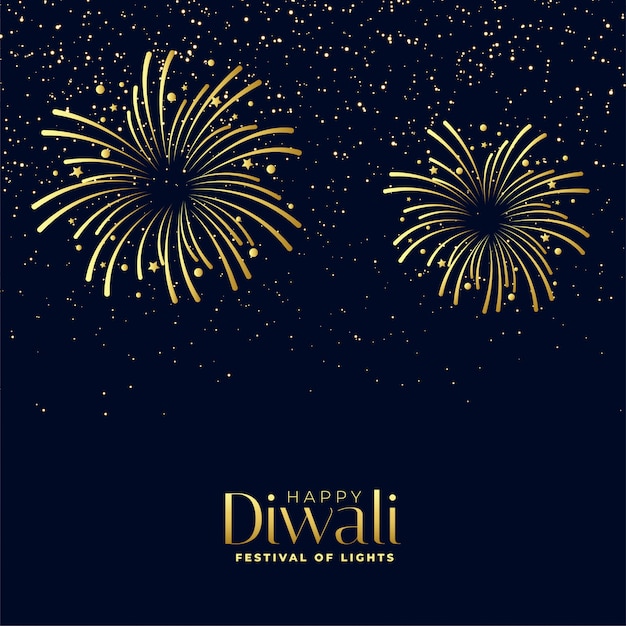 Vettore gratuito fondo felice dei fuochi d'artificio di diwali nel tema dorato