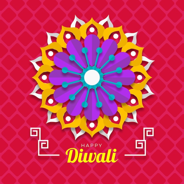 Felice stile di carta fiore diwali