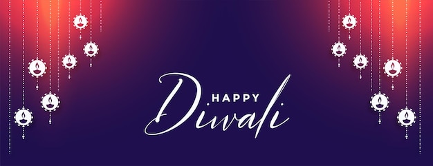 Happy diwali glowing festival banner design