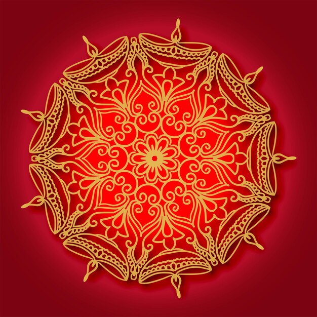 Happy diwali golden mandala frame card celebration background