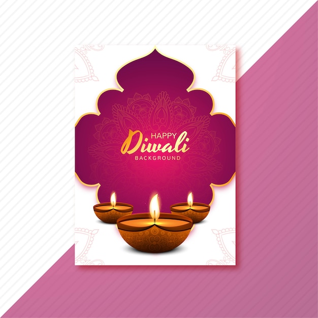 Happy diwali greeting card decorated with candles