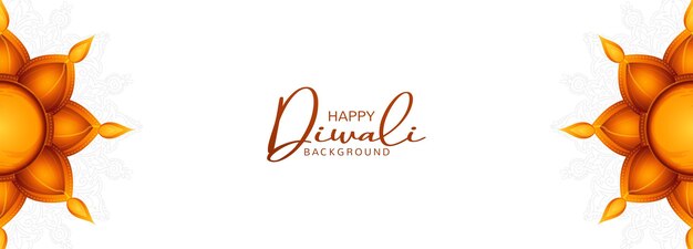 Free vector happy diwali greeting card with burning diya banner design