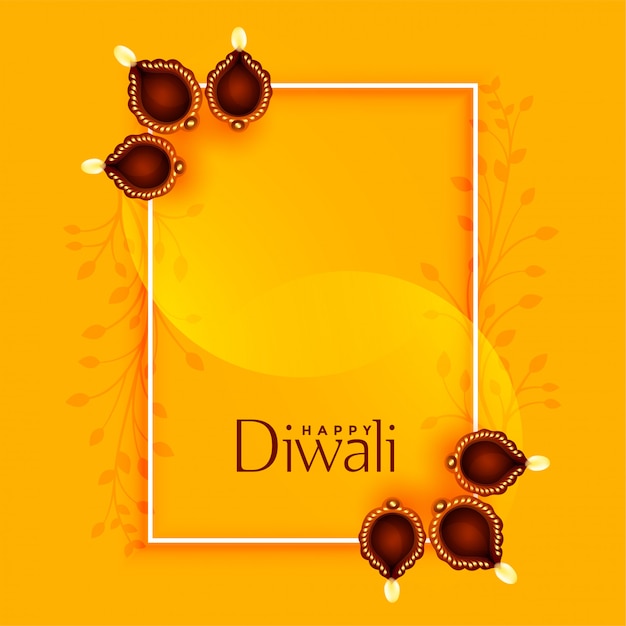 Happy diwali greeting with diya and text space